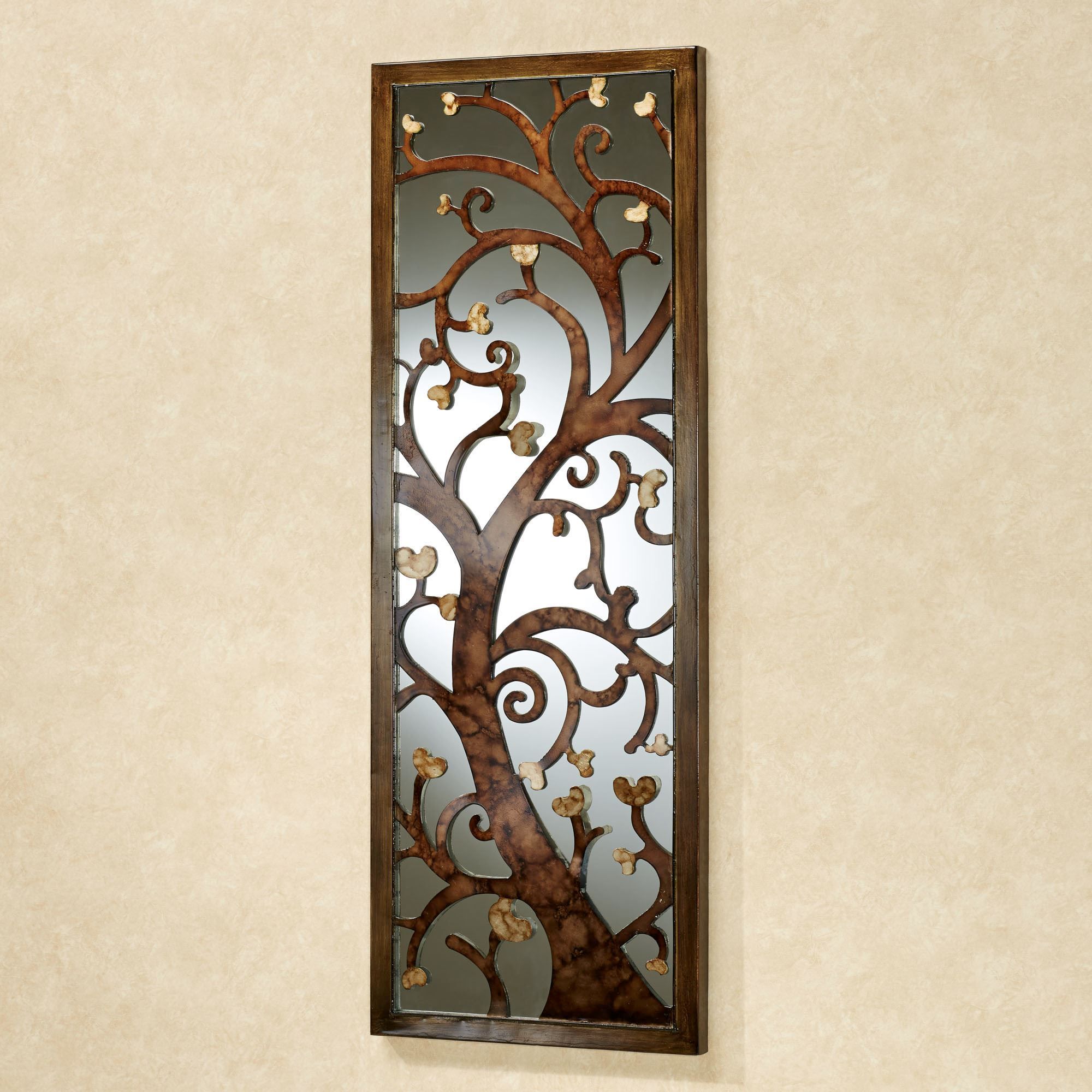 Delicate Tree Silhouette Mirrored Metal Wall Art Throughout Metal Mirror Wall Art (View 15 of 15)