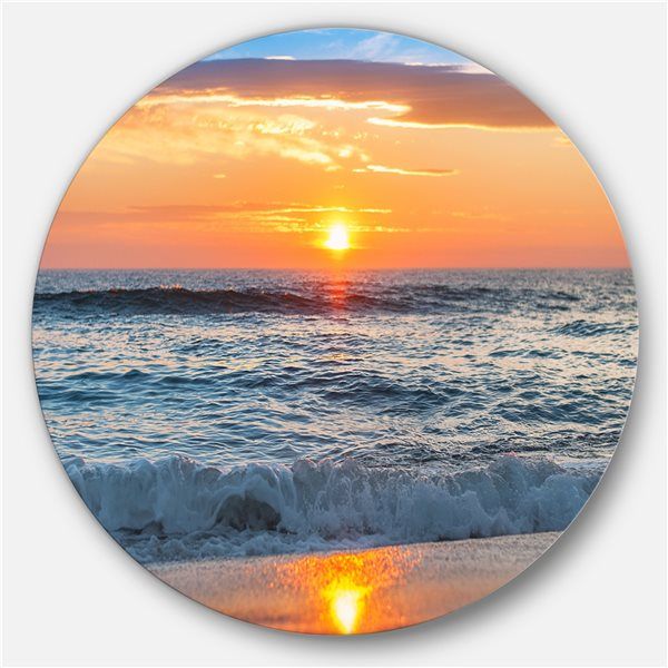 Designart 29 In X 29 In Round Beautiful Sunrise Over The Horizon For Sunrise Metal Wall Art (View 14 of 15)