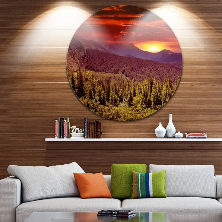 Designart 'Colorful Sunrise Over Mountains' Landscape Photo Disc Metal Inside Sunrise Metal Wall Art (View 7 of 15)