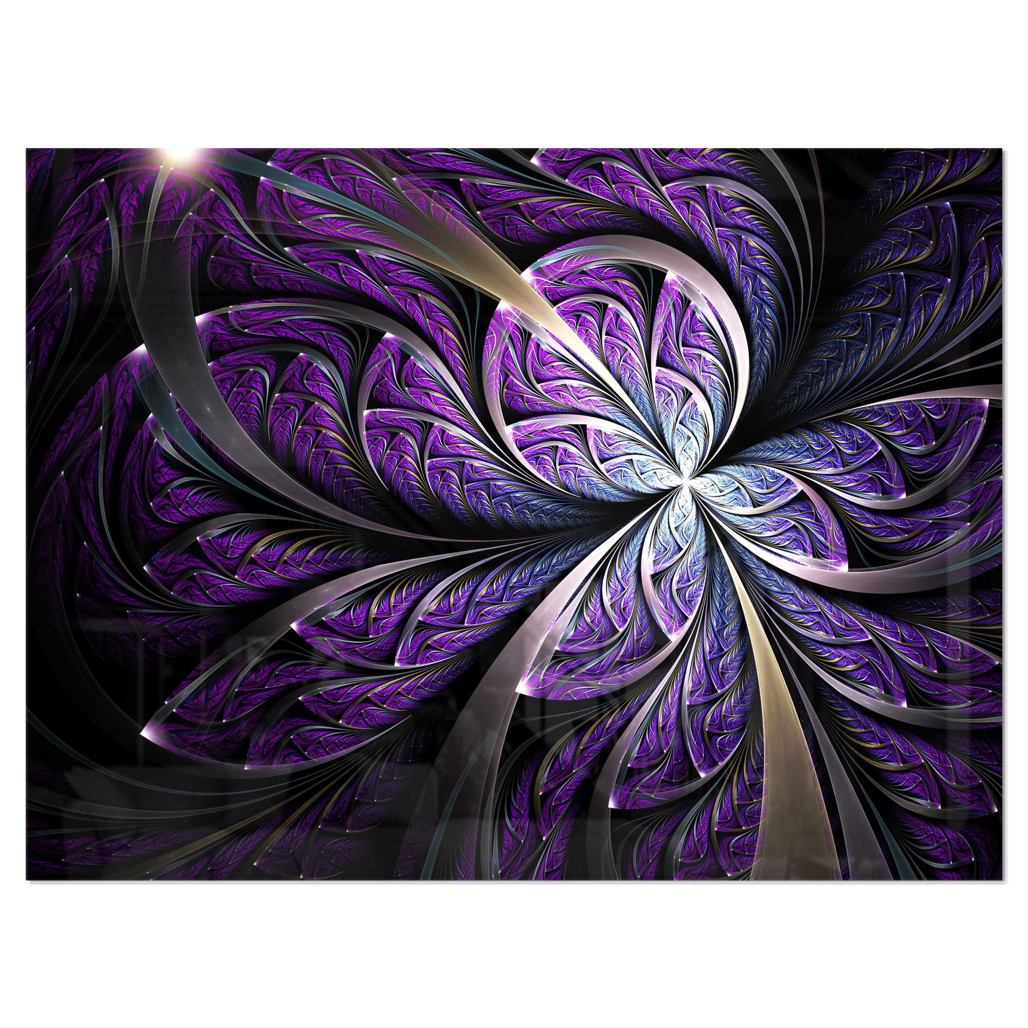 Designart 'Glittering Purple Fractal Flower ' Floral Metal Wall Art With Regard To Crestview Bloom Wall Art (View 1 of 15)