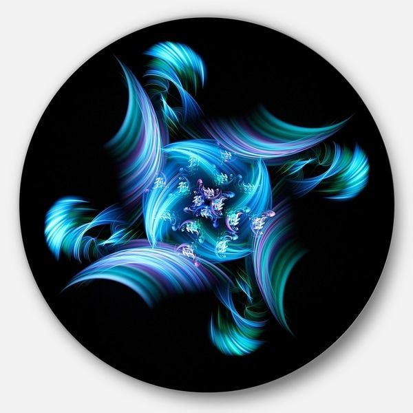 Designart 'Multi Colored Blue Stained Glass' Floral Large Disc Metal Within Mmulti Color Metal Wall Art (View 2 of 15)