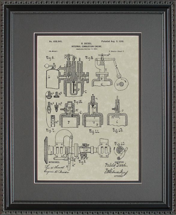 Diesel Engine Patent Art Wall Hanging | Car Auto Mechanic Gift Intended For Mechanics Wall Art (View 12 of 15)