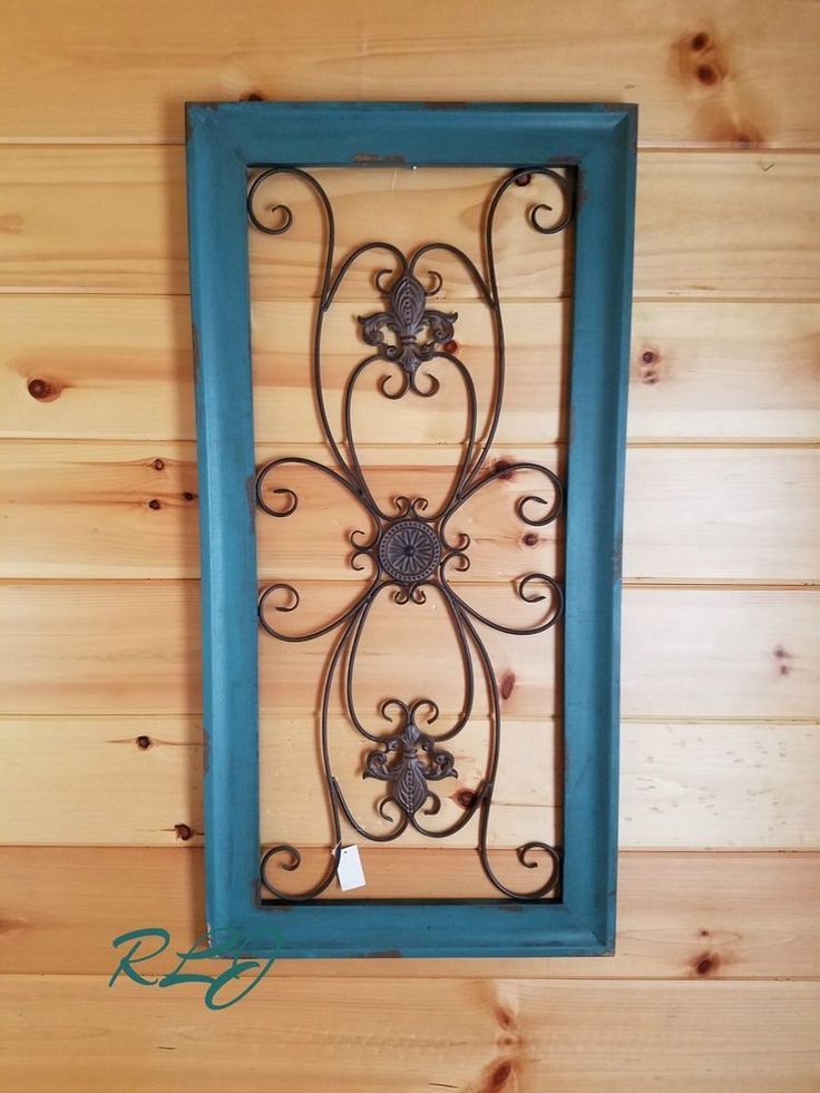 Distressed Rustic Shabby Scrolling Wood Metal Window Gate Style Wall Throughout Distressed Wood Wall Art (View 1 of 15)