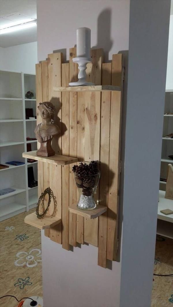 Diy Pallet Wood Art: Wall Shelf | Pallet Furniture Plans Pertaining To Wall Art With Shelves (View 6 of 15)