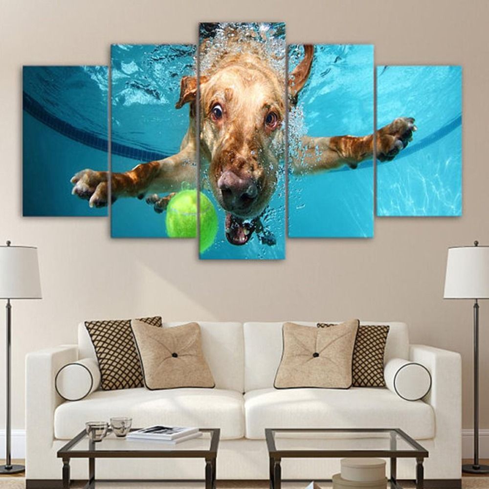 Dog Underwater Canvas Set, Prints Wall Art In Painting & Calligraphy For Dog Wall Art (View 6 of 15)