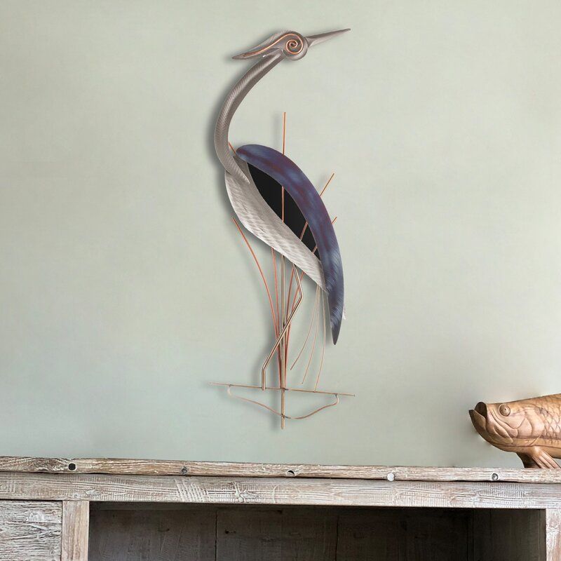 Dovecove Heron Right Metal Bird Wall Décor & Reviews | Wayfair Regarding Heron Bird Wall Art (View 9 of 15)