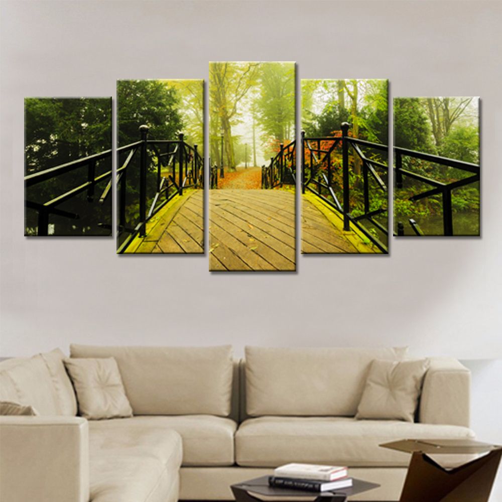 Drop Shipping 5 Pieces Canvas Painting Wall Art Autumn Trees The Arch Intended For Droplet Wall Art (View 10 of 15)