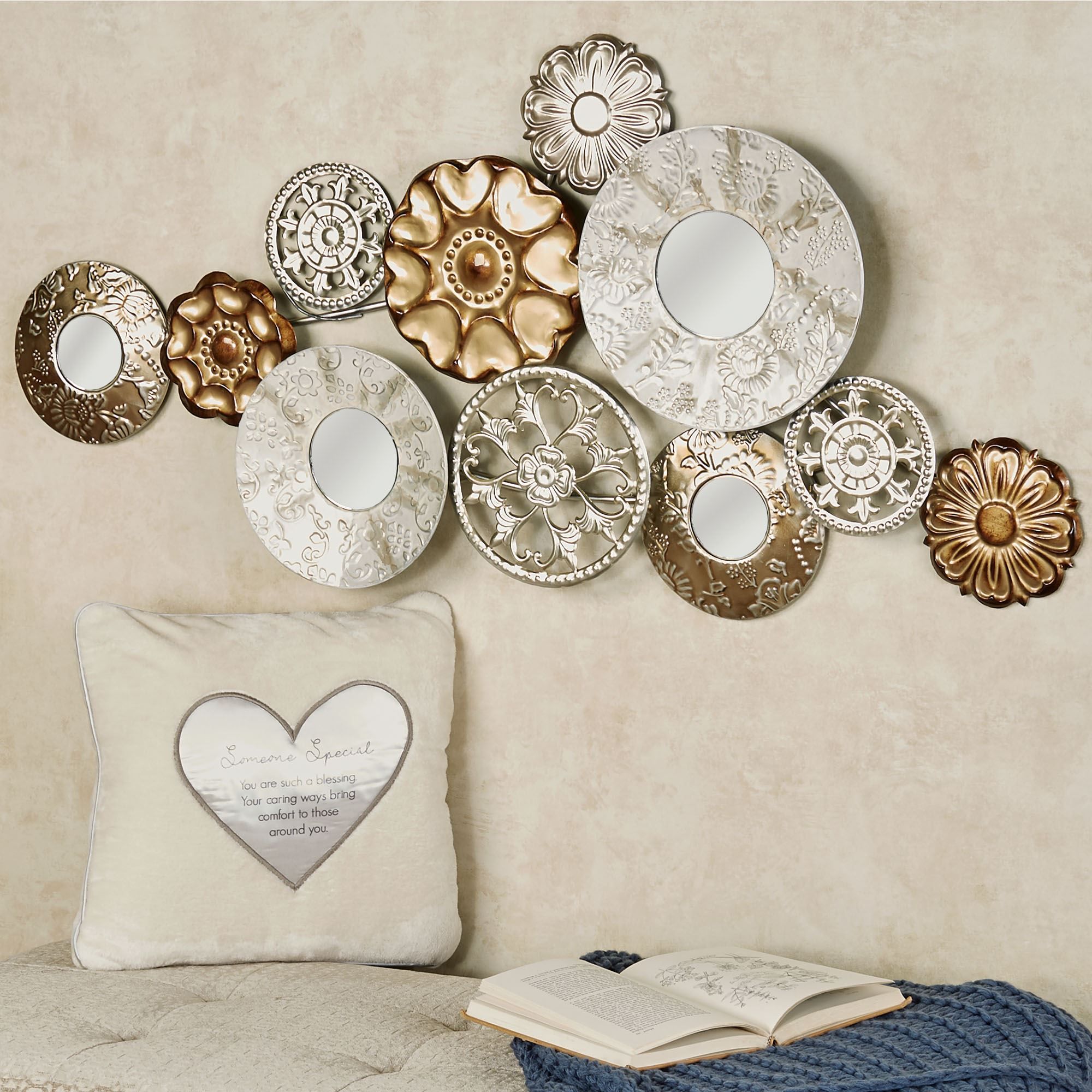 Elegant Composition Medallion Mirrored Metal Wall Art With Gold And Silver Metal Wall Art (View 1 of 15)