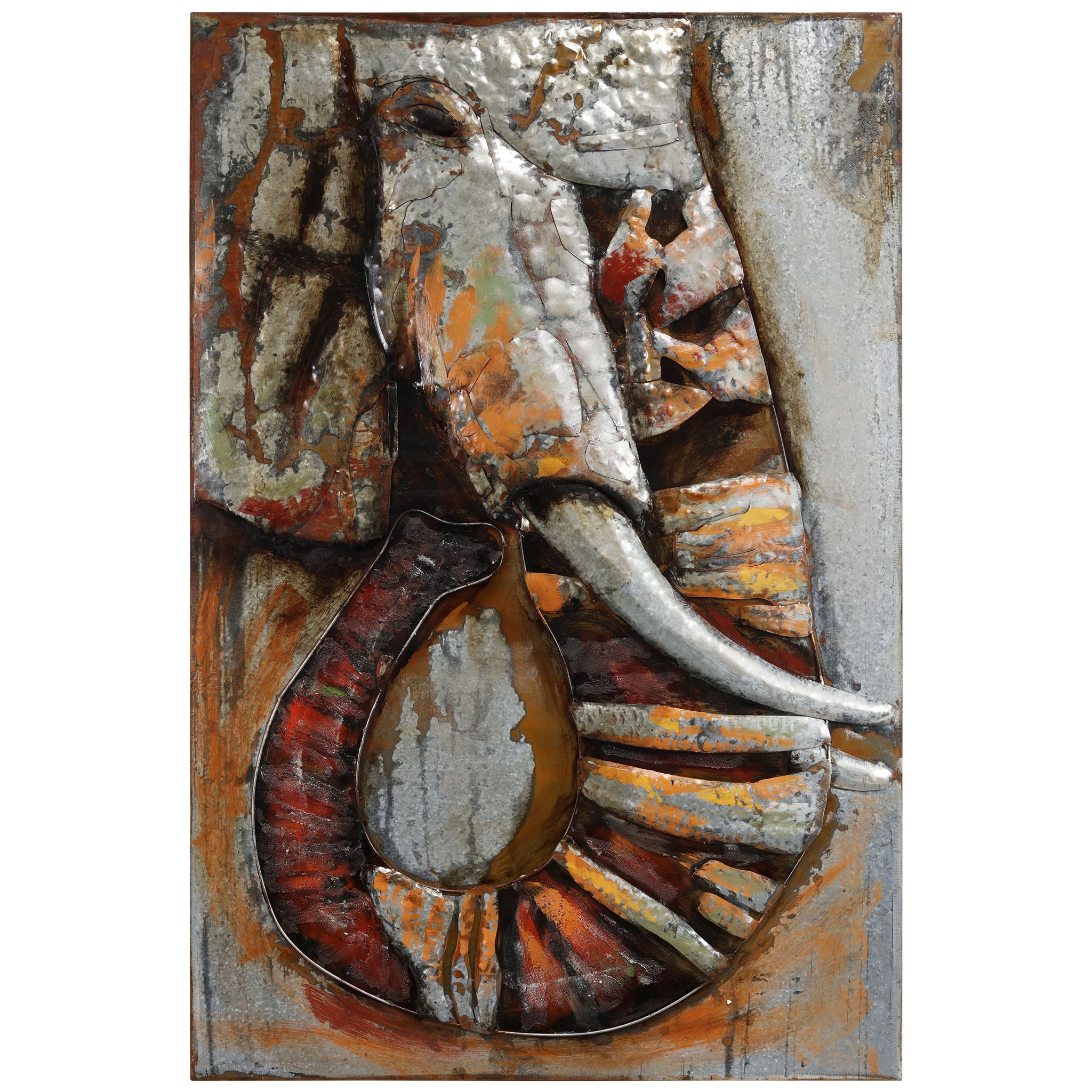 Empire Art Direct Elephant Hand Painted 3d Metal Wall Art, 60" X 40" X Regarding Bronze Metal Wall Sculptures (View 10 of 15)