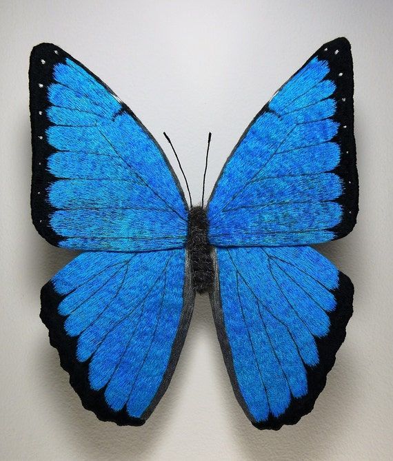 Fabric Sculpture Blue Morpho Butterfly Fiber Art With Regard To Blue Morpho Wall Art (View 9 of 15)