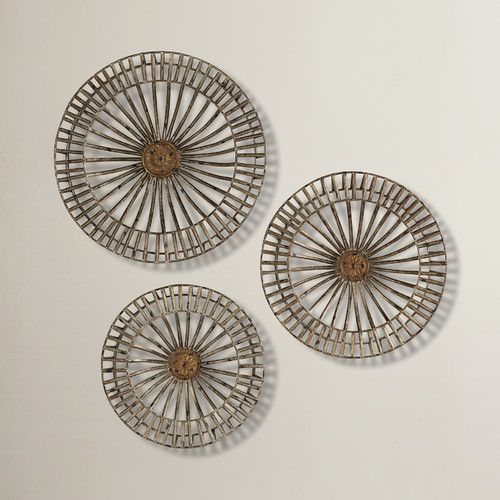 Found It At Allmodern – 3 Piece Metal Disc Wall Decor Set | Metal Wall Regarding 3 Piece Metal Wall Art Set (View 9 of 15)