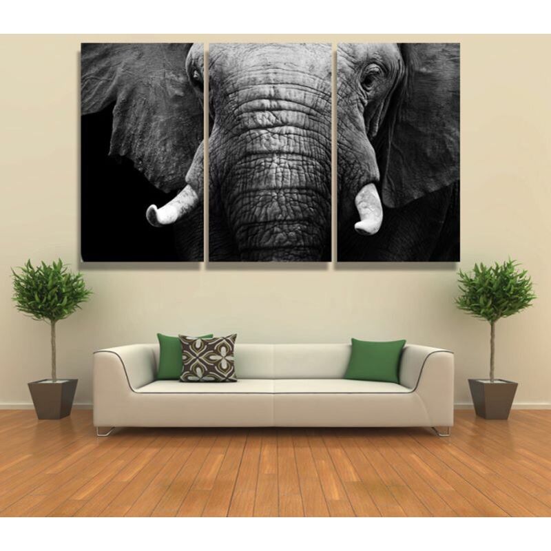 Framed 3Pcs Abstract White Black Elephant Modern Home Decor Canvas Throughout Elephants Wall Art (View 15 of 15)