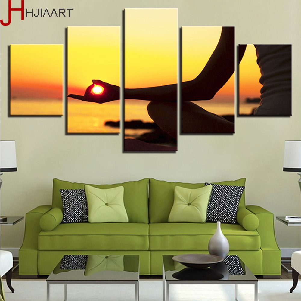 Framed Hd Prints Wall Art Living Room Home Decor 5 Pieces Sunset Inside Sunset Wall Art (View 13 of 15)