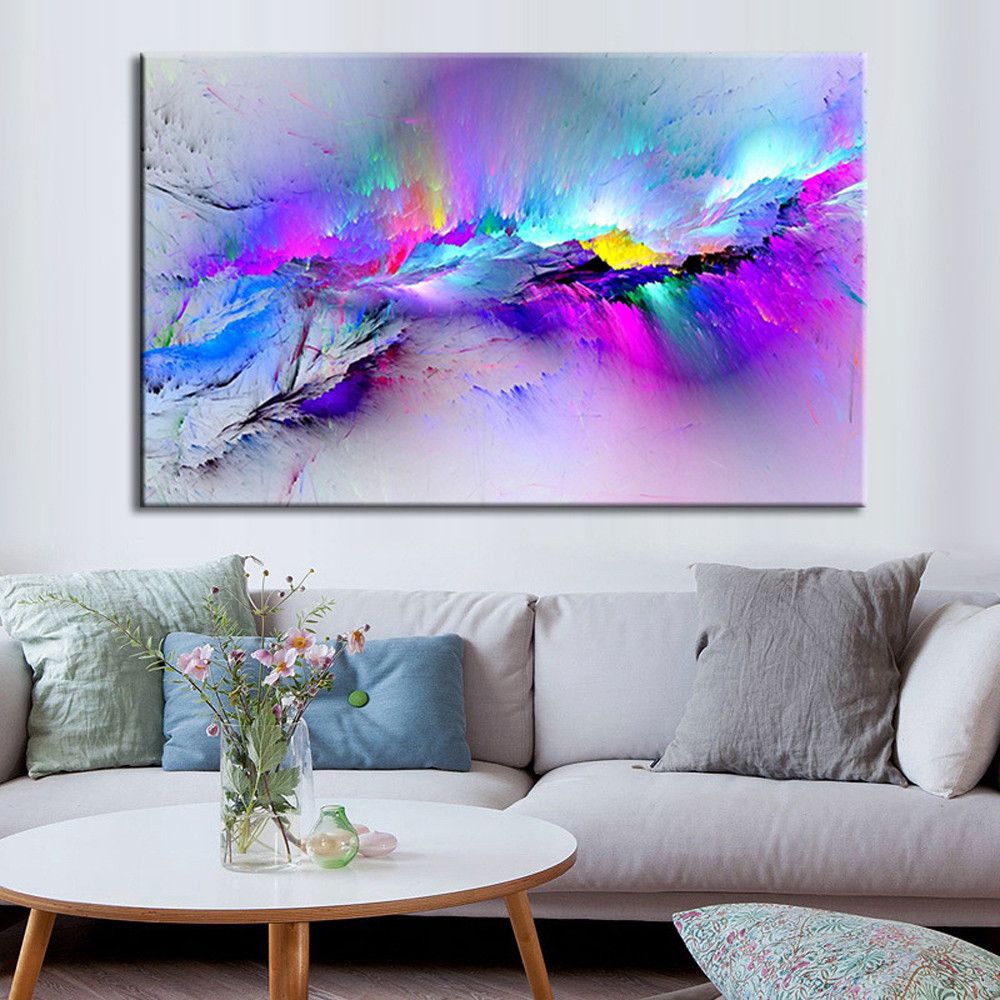 Framed Modern Multicoloured Blue Canvas Wall Abstract Art Picture Large With Droplet Wall Art (View 3 of 15)