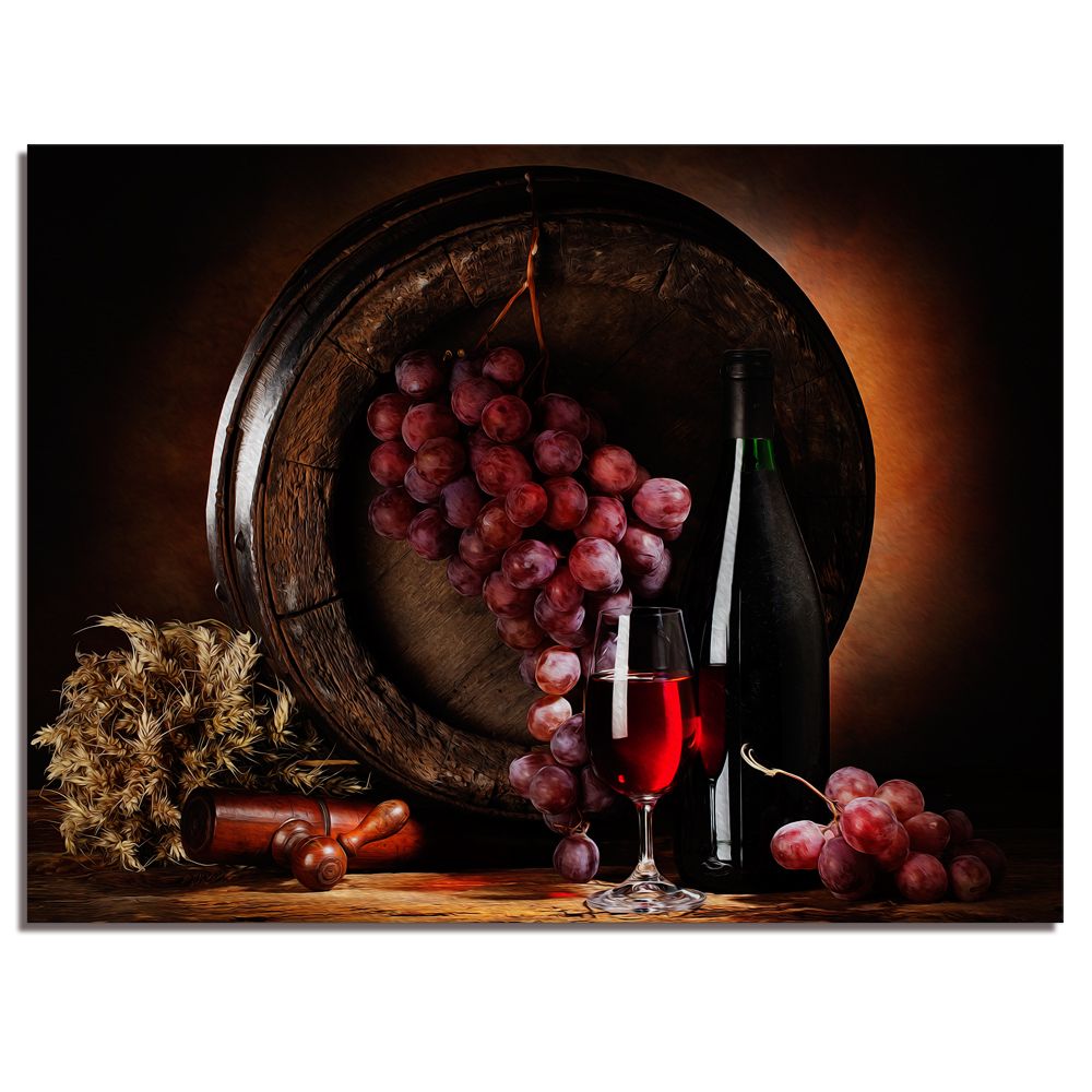 Fruit Grape Printed Wall Art Still Life Barrel Wine Modular Picture Pertaining To Grapes Wall Art (View 2 of 15)