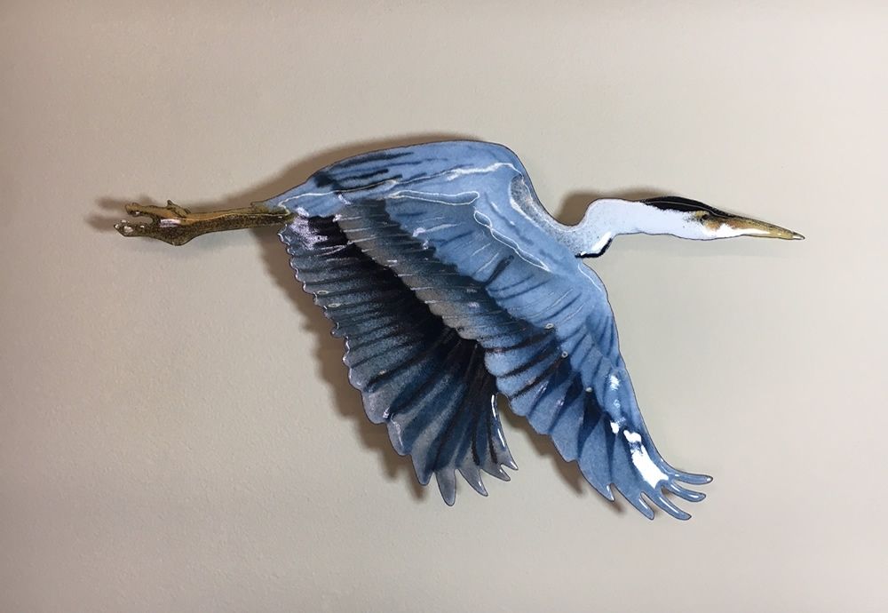 Fyling Blue Heron Wall Art Sculpturebovano Of Cheshire On In Heron Bird Wall Art (View 11 of 15)