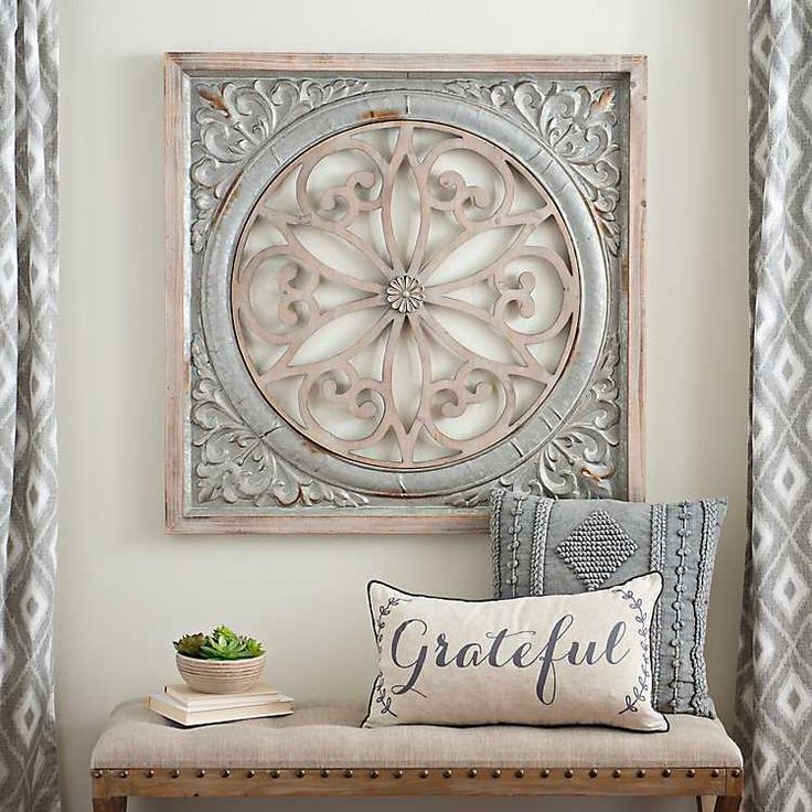 Galvanized Metal Medallion Wall Plaque From Kirkland'S | Kirkland Home Intended For Square Brass Wall Art (View 3 of 15)