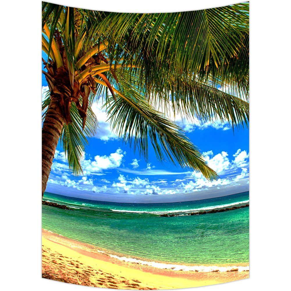 Gckg Beach Palm Tree Wall Art Tapestries Home Decor Wall Hanging Throughout Palms Wall Art (View 3 of 15)