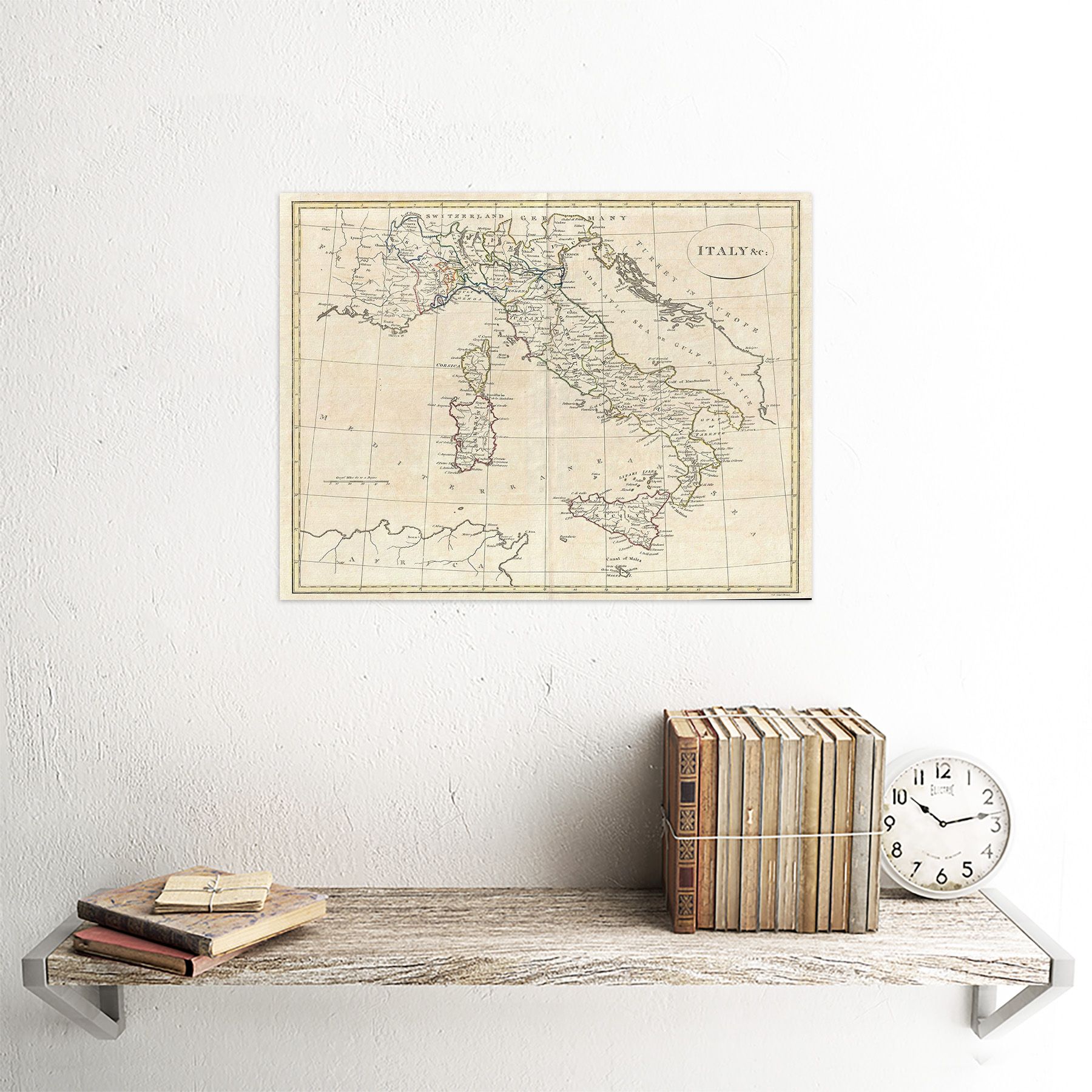 Geography Map Illustrated Antique Clement Cruttwell Italy 12X16 Framed Pertaining To Clement Wall Art (View 9 of 15)