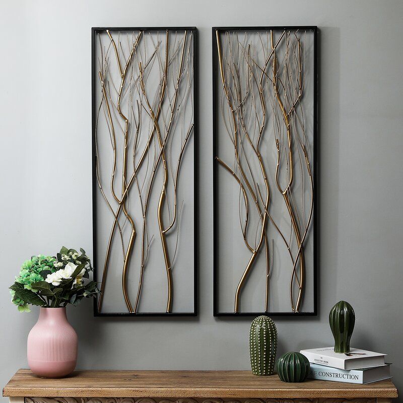 George Oliver 2 Piece Metal Branch Wall Décor Set & Reviews | Wayfair Throughout Branches Metal Wall Art (View 11 of 15)