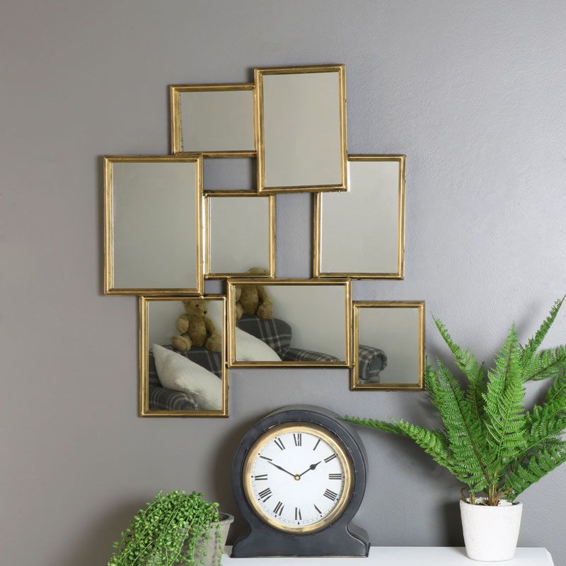 Gold Abstract Multi Frame Wall Mirror – Melody Maison® With Gold Metal Mirrored Wall Art (View 8 of 15)
