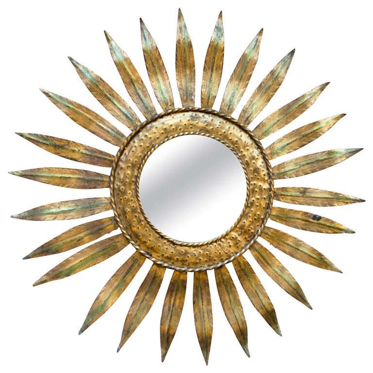 Gold Leaf Sunburst Mirror At 1Stdibs With Regard To Twisted Sunburst Metal Wall Art (View 2 of 15)