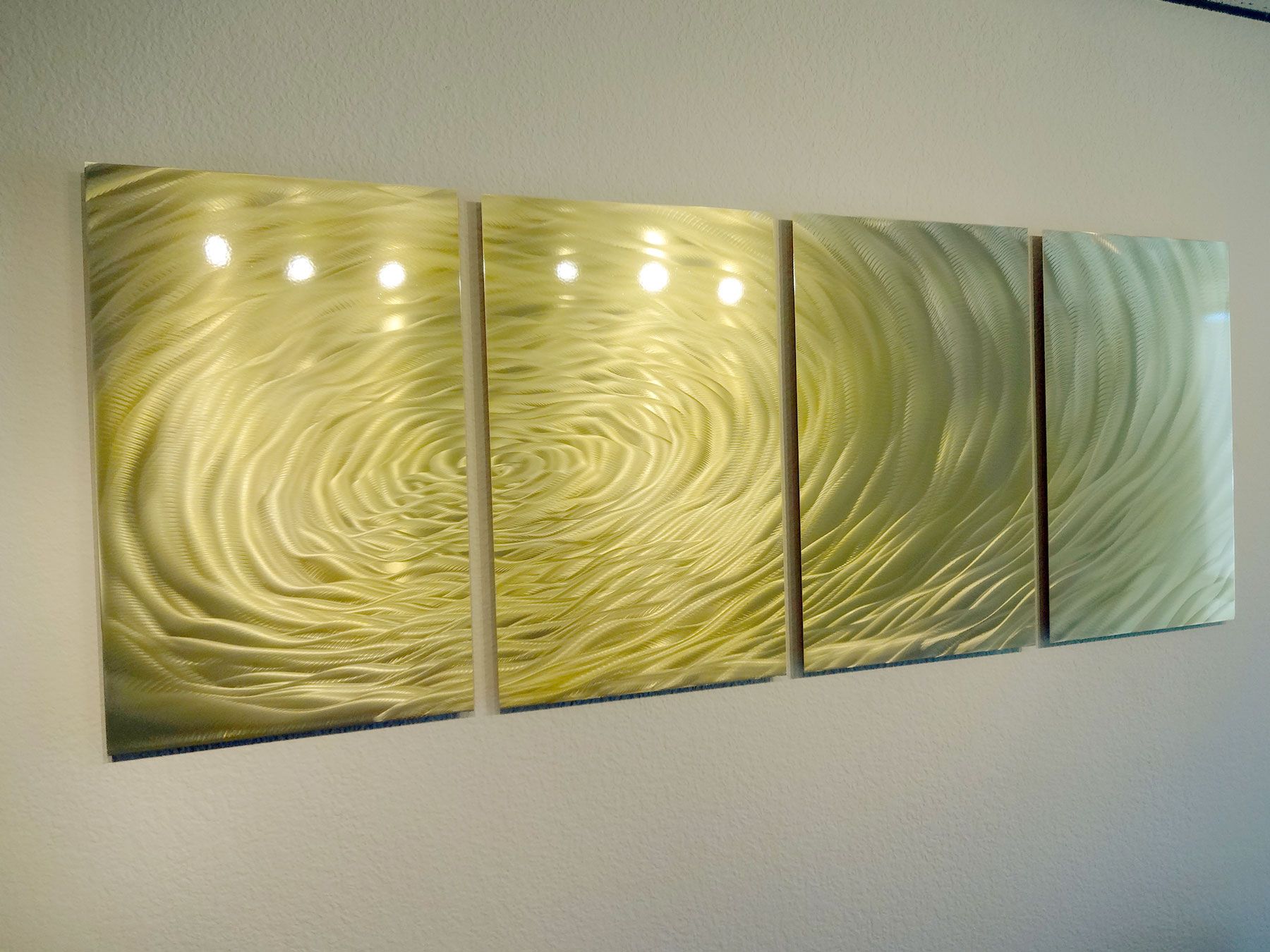 Gold Ripple  Metal Wall Art Abstract Contemporary Modern Decor Within Gold And Silver Metal Wall Art (View 3 of 15)
