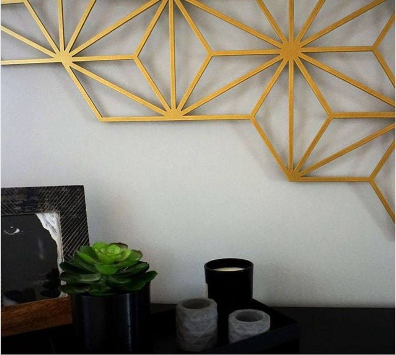 Gold Wall Art Geometric Wall Art Metal Home Decor | Etsy For Disks Metal Wall Art (View 9 of 15)