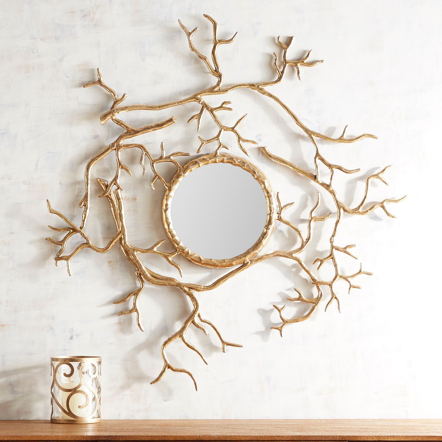 Golden Branches Mirror | Pier 1 Imports | Mirror Crafts, Decor, Branch Throughout Twisted Sunburst Metal Wall Art (View 14 of 15)