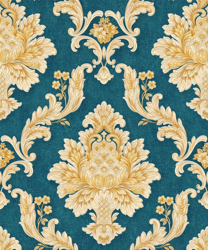 Green And Gold Damask Wallpaper A2 139P02 | Decor City Intended For Damask Wall Art (View 10 of 15)