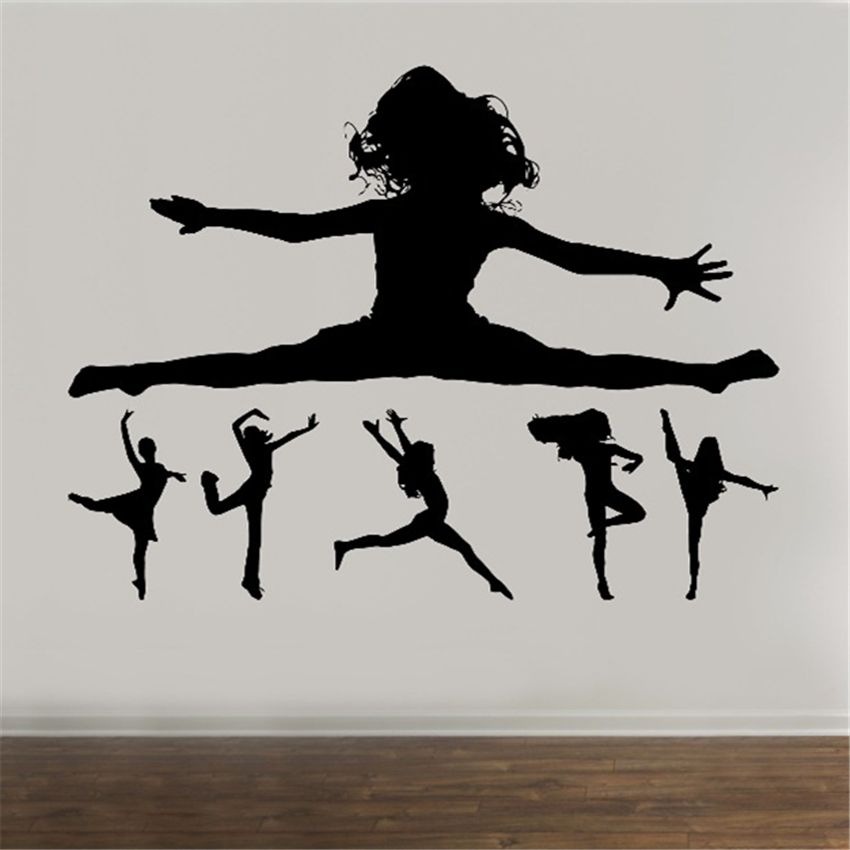 Gymnastic Wall Decal Dance Girl Silhouette Vinyl Girl Room Decor Ballet Regarding Dancers Wall Art (View 2 of 15)