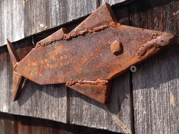 Handmade 16 Rusty Metal Folk Art Fish Weldedwhatafindantiques Within Rust Metal Wall Art (View 9 of 15)