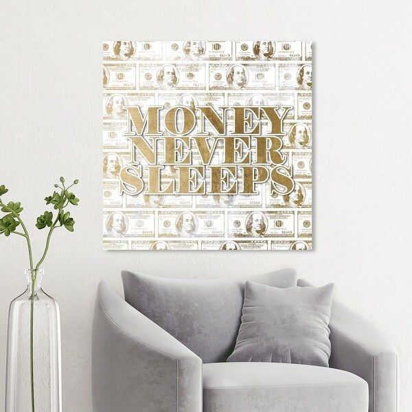 Hatcher And Ethan Prints 'money Never Sleeps Gold' Typography And With Hatcher Wall Art (View 4 of 15)