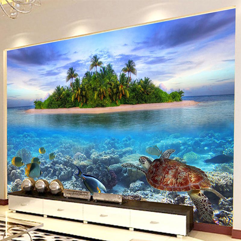 Hd Underwater World Marine Organism Photo Mural Wallpaper Living Room Regarding Aquarium Wall Art (View 10 of 15)