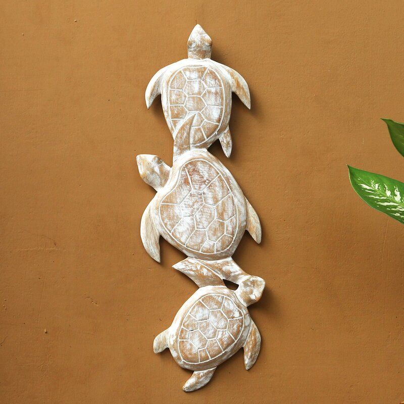 Highland Dunes Sea Turtle Trio Antiqued Wood Turtle Theme Relief Regarding Turtles Wall Art (View 2 of 15)