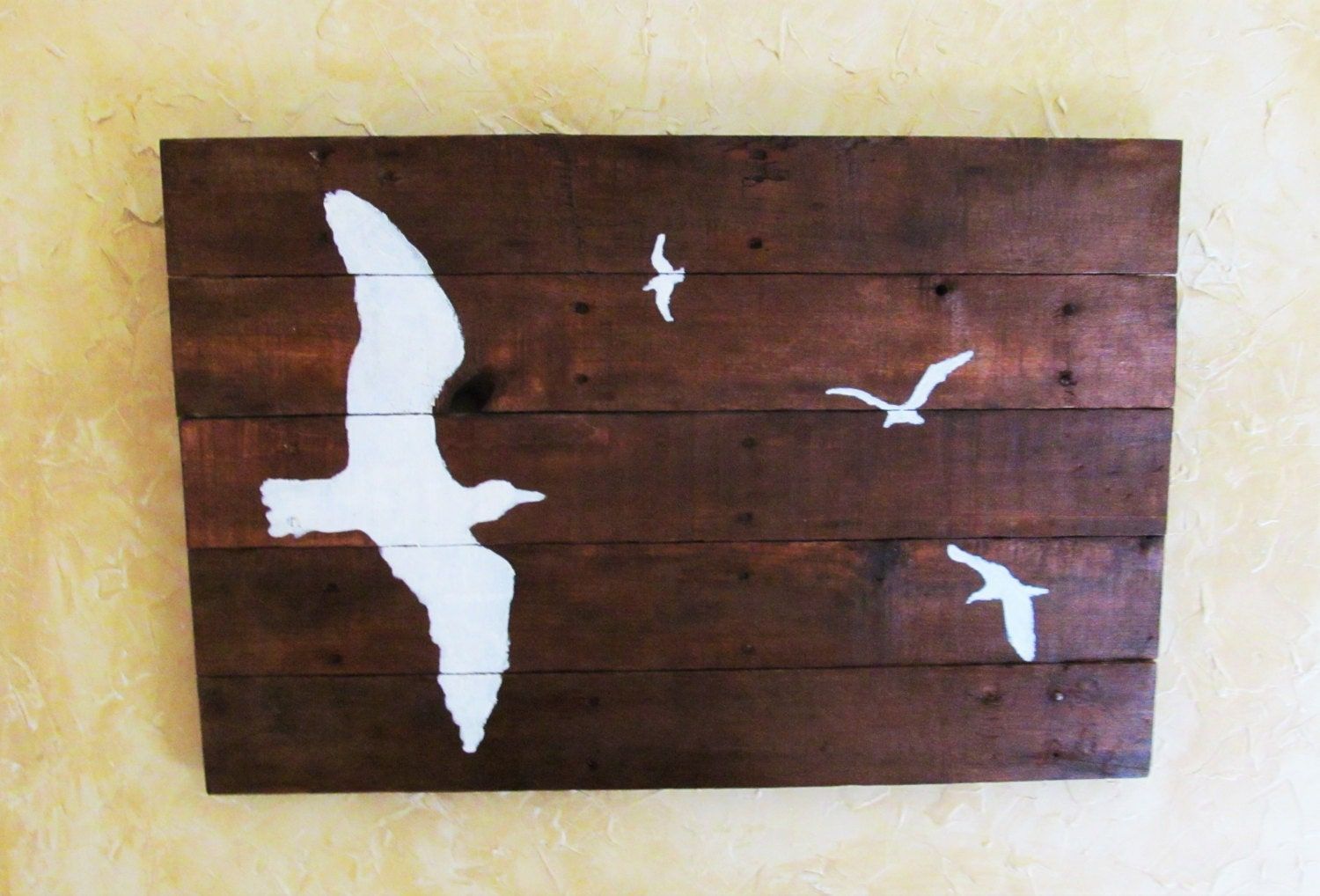 In Stock Seagull Flock Pallet Art Home Décor Wall Décor Within Flock Wall Art (View 14 of 15)
