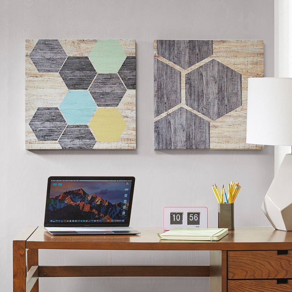 Intelligent Design Hexagon Puzzle Canvas Wall Art 2 Piece Set | Wall Inside Puzzle Wall Art (View 15 of 15)