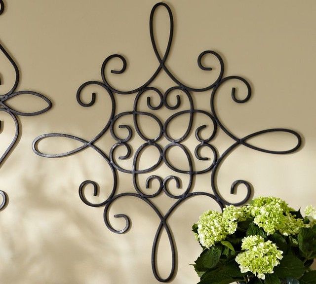 Iron Wall Medallion, Square – Contemporary – Outdoor Decor  Pottery Pertaining To Large Wall Decor Ornaments (View 6 of 15)