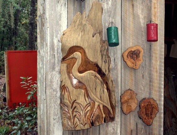 Items Similar To Great Blue Heron Relief Carved From Florida Bald Within Cypress Wall Art (View 6 of 15)