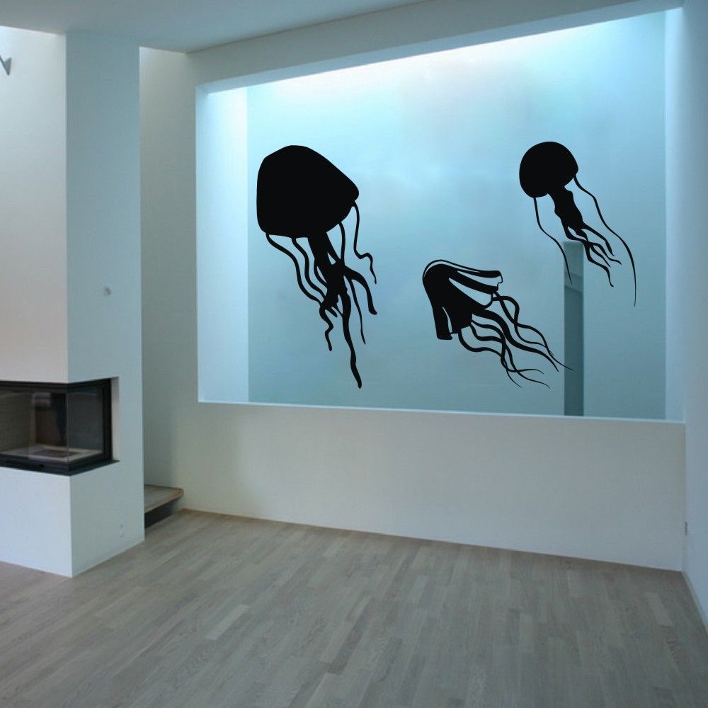 Jellyfish Tentacles  Vinyl Wall Decal Wall Sticker Home Aquarium With Aquarium Wall Art (View 5 of 15)