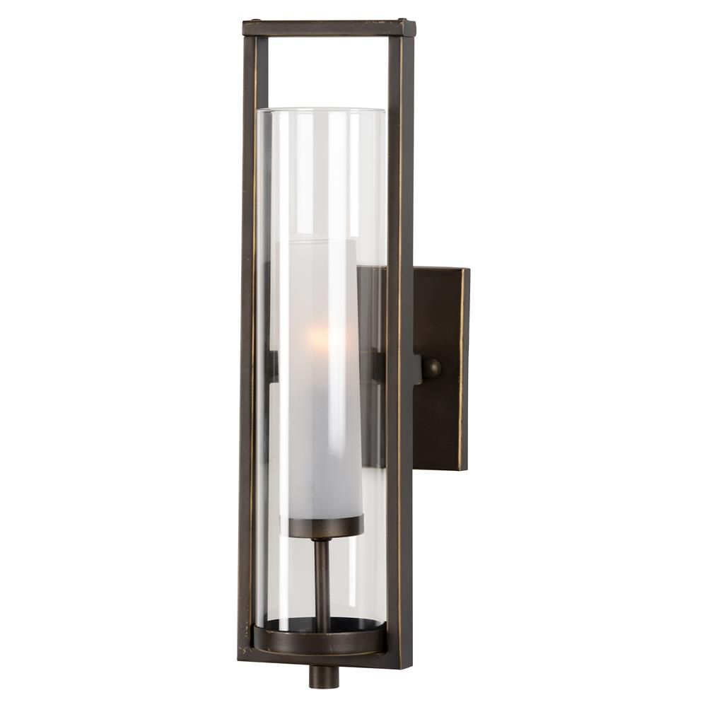 Jude Industrial Loft Rectangular Bronze Metal Glass Wall Sconce Within Square Bronze Metal Wall Art (View 15 of 15)
