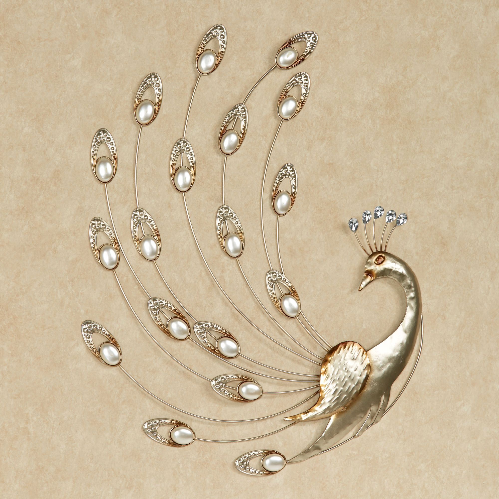 Julietta Pearl Peacock Metal Wall Art With Gold And White Metal Wall Art (View 8 of 15)