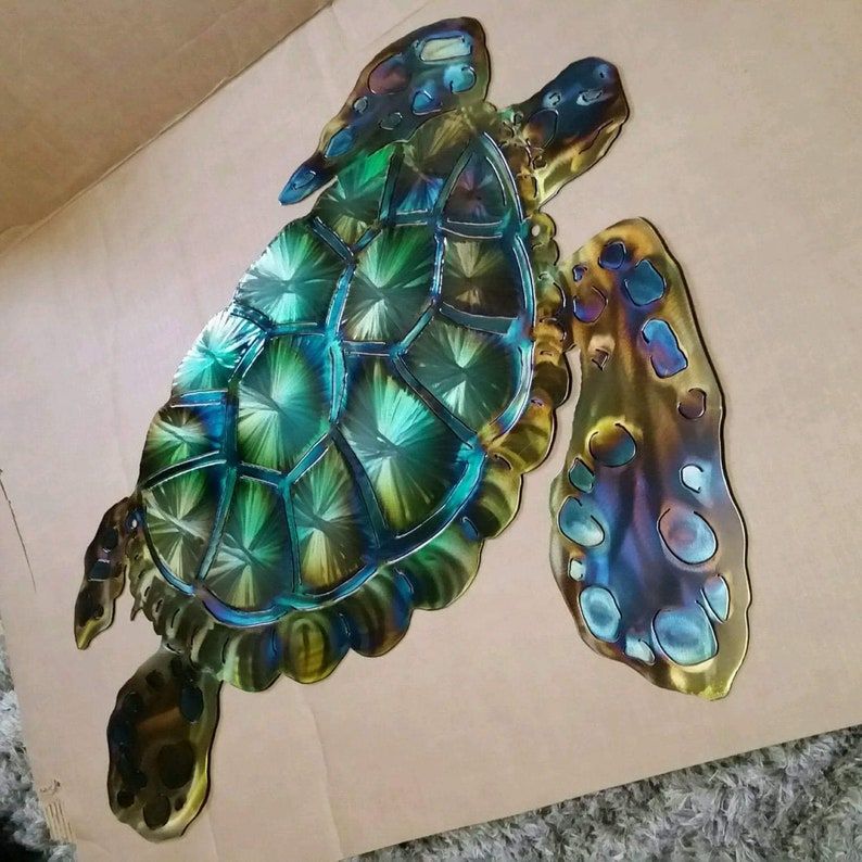 Jumbo Metal Sea Turtle Large Outdoor Wall Art Turtle | Etsy Intended For Turtles Wall Art (View 6 of 15)