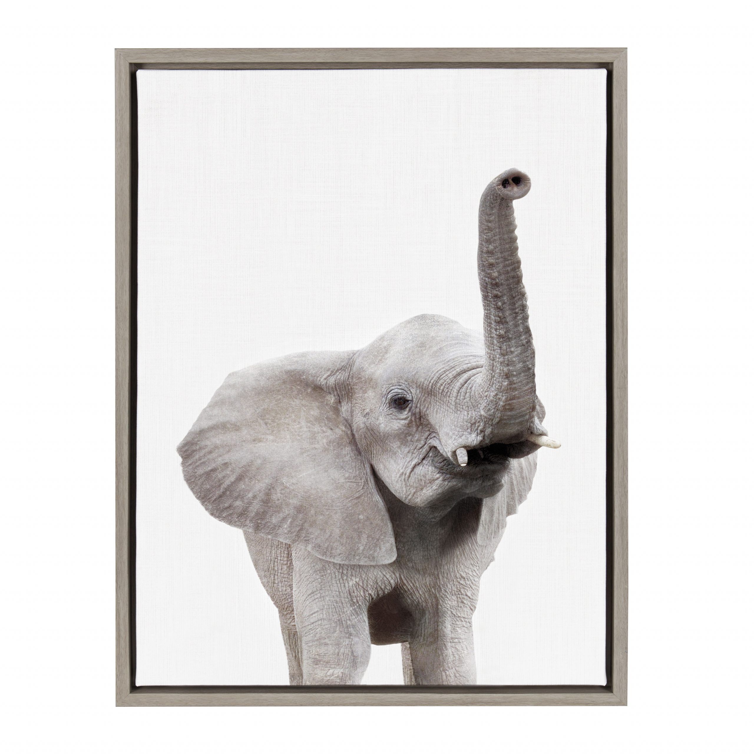 Kate And Laurel Sylvie Elephant With Raised Trunk Animal Print Portrait Pertaining To Elephants Wall Art (View 9 of 15)