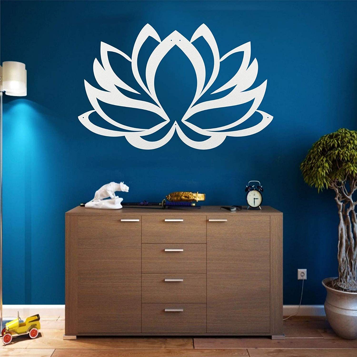 Lamodahome Metal Wall Art, Metal Lotus Flower Art White, Wall Intended For Sparks Metal Wall Art (View 15 of 15)