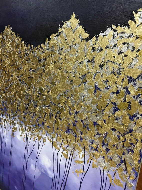 Large Abstract Oil Painting Gold Leaf Art Large Wall Art | Etsy | Oil Within Gold Leaves Wall Art (View 11 of 15)