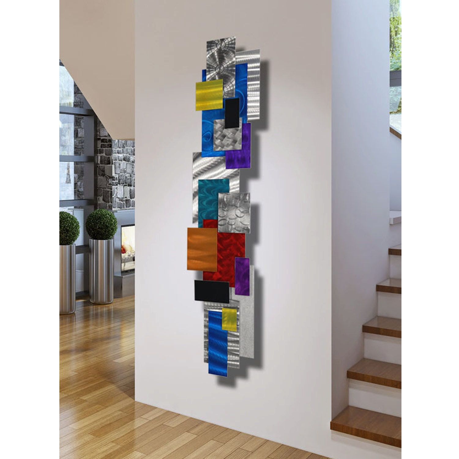 Large Contemporary Geometric Metal Wall Decor Multi Color With Mmulti Color Metal Wall Art (View 10 of 15)