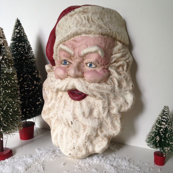 Large Vintage Paper Mache Department Store Santa Head Wall Hanging Intended For Large Wall Decor Ornaments (View 7 of 15)