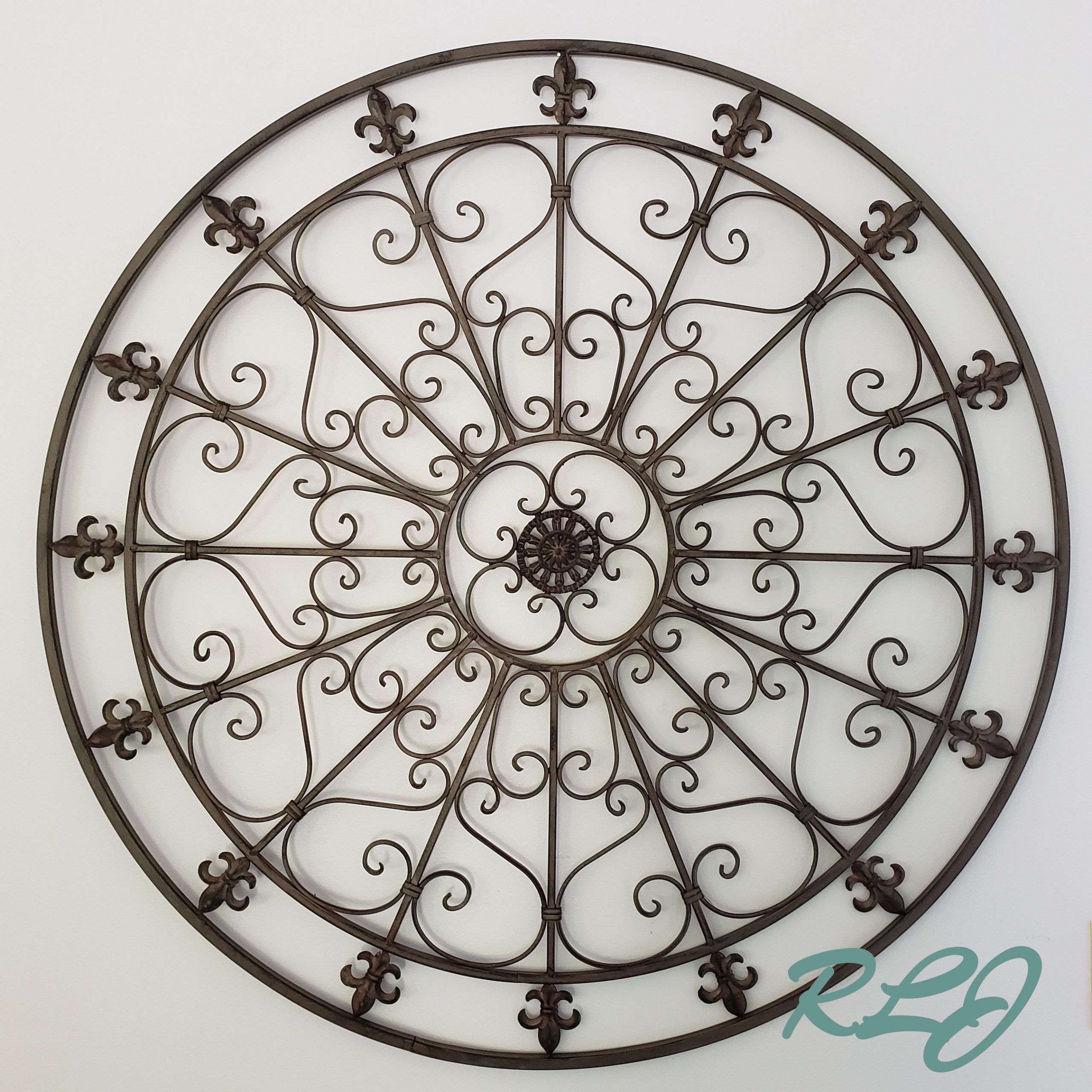 Large Vintage Style French Country Scrolling Circular Wrought Iron Wall Regarding Whirlwind Metal Wall Art (View 11 of 15)