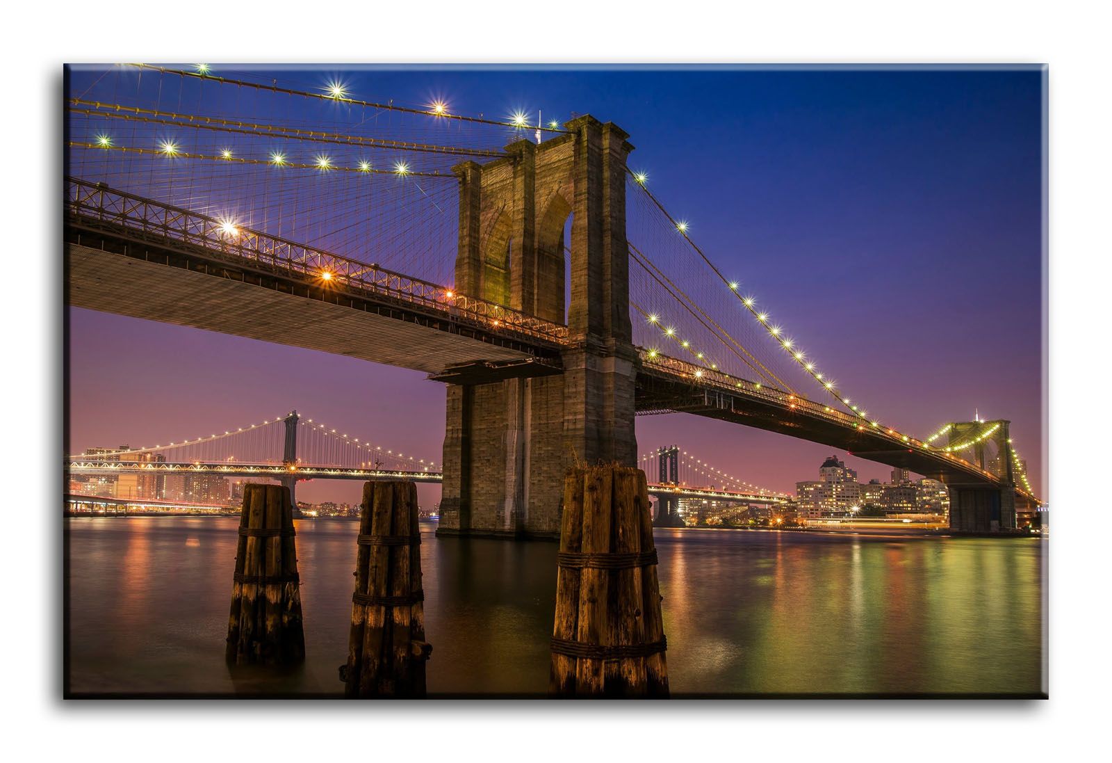 Large Wall Art Canvas Picture Print Of Brooklyn Bridge Light Framed | Ebay Throughout Bridge Wall Art (View 1 of 15)